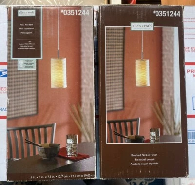 批量 2 件 Allen & Roth 迷你拉丝镍灯吊坠  — 第 1/4 张图片