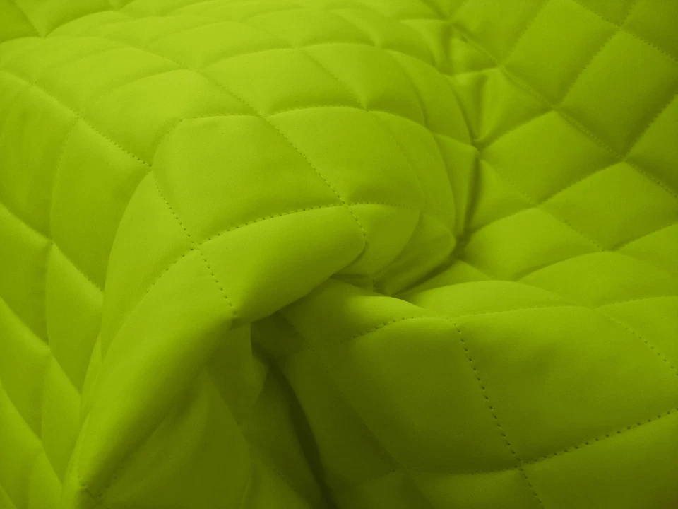 QUILTED FABRIC Waterproof UK Manufactured Outdoor Jacket Upholstery - Flo GREEN - Image 1 of 1
