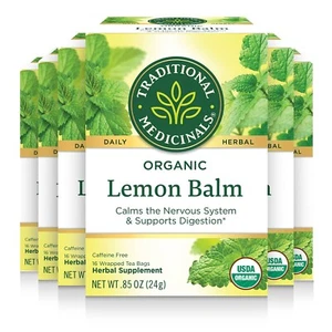 Traditional Medicinals Tea Organic Lemon Balm Herbal Tea 6 Pack - Picture 1 of 8