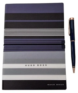 Cuaderno HUGO BOSS A5 Rayas 160 Páginas 153 x 213mm Blanco Forrado Páginas Con Pluma - Imagen 1 de 7