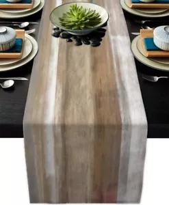 Brown Grey Table Runners Modern Art Farmhouse Linen Table Runners Dresser Sca... - Picture 1 of 7
