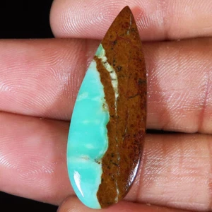 100% Natürlicher Bio CHRYSOPRAS Birne Cabochon 17,95 ct 13x38x4 mm Edelstein RB38 - Bild 1 von 3