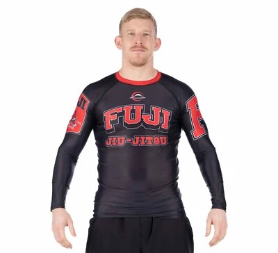 Protector contra erupciones Fuji Bull Dog MMA BJJ Jiu Jitsu manga larga LS - negro rojo Foto 1 de 4