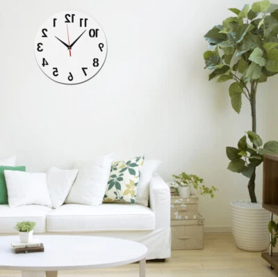 Home Decoration Reverse Wall Clock Backwards Modern Non Ticking Quartz Acrylic - Image 1 of 4