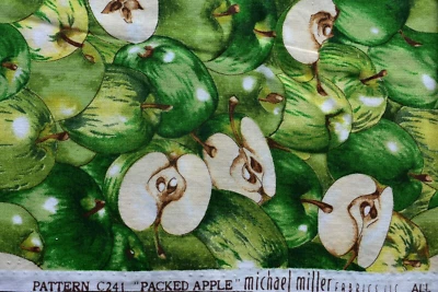 PACKED APPLES GREEN  MICHAEL MILLER  100% COTTON FABRIC 35X42 INCHES - Image 1 of 2