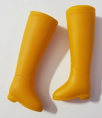 BARBIE DOLL SHOES CARING CAREERS 1993 FIREFIGHTER FIREMAN TALL YELLOW BOOTS ONLY - Image 1 of 4