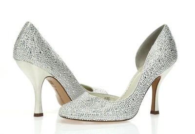 Bombas/saltos femininos BENJAMIN ADAMS branco com joias tecido tamanho. 10 ( 42 ) - Imagem 1 de 4