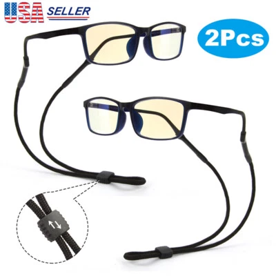 Paquete de 2 correas para el cuello gafas de sol deportivas gafas de lectura cordón soporte negro Foto 1 de 4