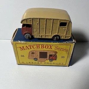 1950's Lesney Moko Matchbox #35A Horsebox, NM in D1 box all Original Grey Wheel - Picture 1 of 9