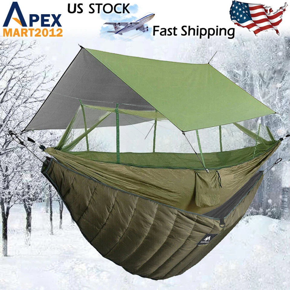 Camping Hammock With Mosquito Net / Under Quilt Blanket/ Rainfly Cover Tarp Fall - Image 1 of 1