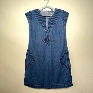 Calypso St. Barth Denim Embroidered Short Sleeve Short Dress Size XS - Picture 1 of 6