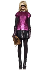 PROENZA SCHOULER lässiges Top lila Seide Pailletten verziert M L - Bild 1 von 4