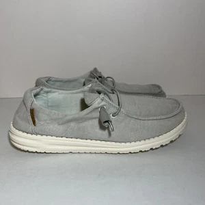 Größe 9 – Hey Dude Wendy Chambray hellgraue Canvas-Slipper Freizeitschuhe für Damen - Bild 1 von 7