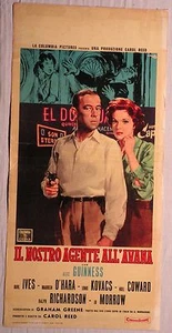 Locandina IL NOSTRO AGENTE ALL'AVANA 1960 RARA!!ALEC GUINNES MAUREEN O'HARA - Picture 1 of 1