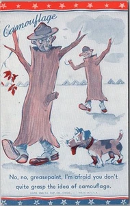 1941 FUNLAND Seaside Oregon Arcade Card Postcard "Camouflage" Military Comic - Imagen 1 de 2