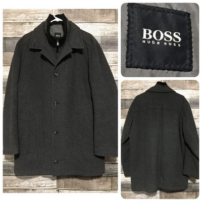 Hugo Boss Cashmere Wool Overcoat Men’s 50 Gray Full Zip Button Front READ - Image 1 of 4