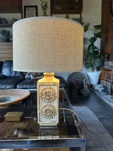 Vintage 1970s Cornish Style Pottery Lamp Base In Brown With Applied Decoration B - Picture 1 of 21
