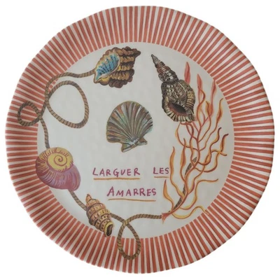 Plato de cena de melamina Anthropologie Nathalie Lete By the Sea Shells nuevo Foto 1 de 4