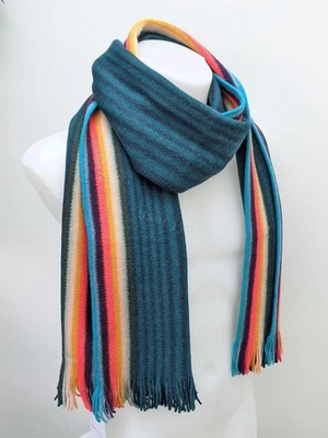 Paul Smith Scarf - BNWT Women's Unisex Artist Stripe Green Wool Scarf RRP: £125 - Image 1 of 4