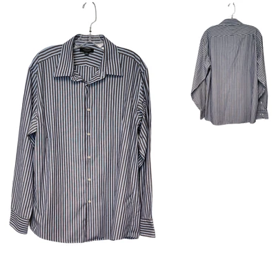 Men's Structure Striped Gray/Blue Shirt Size L long Sleeve - Image 1 of 4