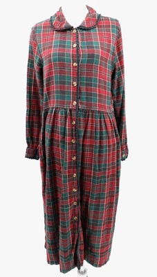 Bryn Connelly Maxi Flannel Dress Womens Large Plaid Button Prairie Cottagecore - Image 1 of 4