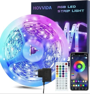 LED Strip 5M, RGB LED Streifen, APP und Fernbedienung, Musikmodus, Timing Modus - Bild 1 von 4