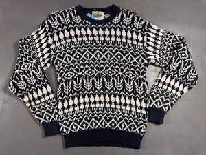 VINTAGE Alps Fine Apparel Men Sweater Medium Geometric Grandpa New England - Picture 1 of 8