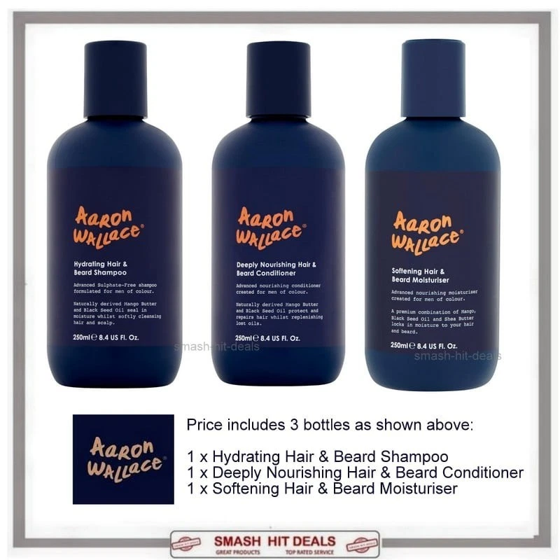 Aaron Wallace Set Hair Beard Shampoo Conditioner Moisturiser