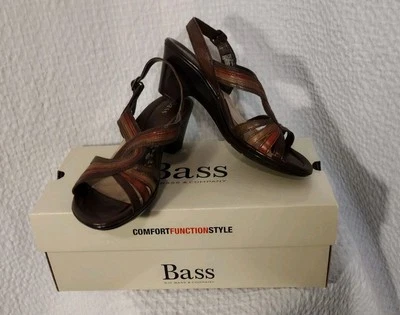 G.H. BASS & CO Julianna 凉鞋 女式 7 棕色皮革露背 全新带盒 — 第 1/4 张图片