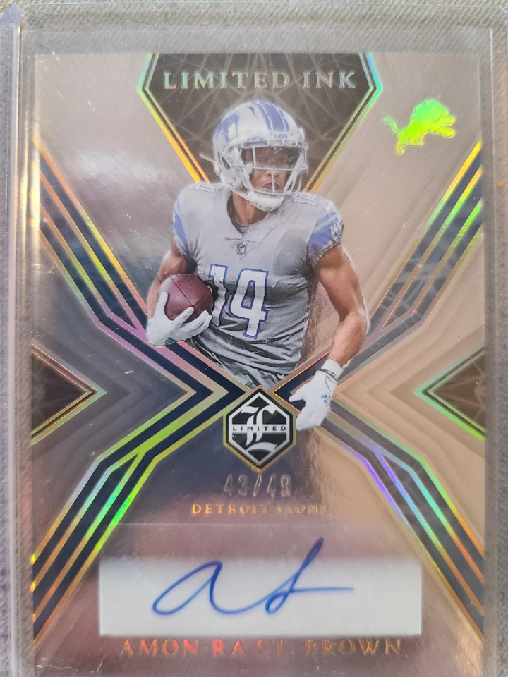 Amon-Ra St. Brown 2022 Limited Ink Gold Spotlight Auto 43/49 Detroit Lions - Image 1 of 3
