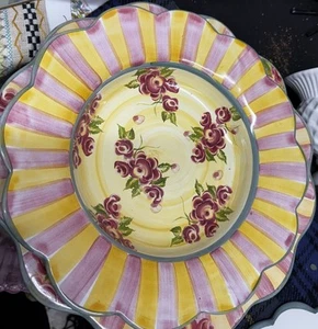 MACKENZIE CHILDS Ceramic Retired sunny Side Up Ceramic 10 3/8" Bowl 2006 - Picture 1 of 6