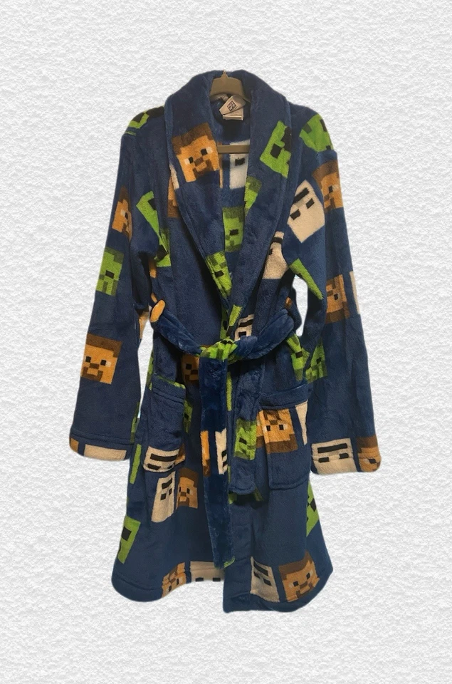 MINECRAFT Robe Boys size 10 NEW Plush CREEPER Bath Robe NWT Minecraft Bathrobe - Image 1 of 2