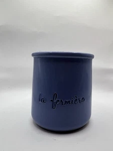 French La Fermiere Terra Cotta Pot Periwinkle Blue Yogurt Crock - Picture 1 of 6