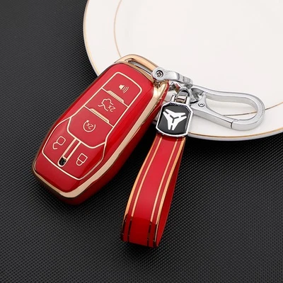 Red Remote Key Fob Case Cover For 2015-2017 Ford Explorer Edge Fusion Mustang - Image 1 of 4