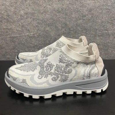 Zapatilla deportiva sin cordones Etro Milano para mujer 8 blanca gris jacquard tejida suela gruesa Italia Foto 1 de 4