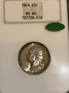 1949 washington quarter Old Ngc Fatty Gold Embossed 3.0 Ms 66 Cac Approved Wow!! - Picture 1 of 2