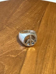 Vintage Sterlingsilber - Hippie Peace Zeichen Ring durchbrochen Größe 11 - Bild 1 von 7