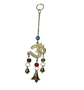 Aum Om Design Handmade Brass Door Wall Hanging Bells Wind Chime Home Decor Gift - Picture 1 of 4