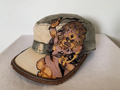 Gorra True Religion Cuero Bordado Envejecido Militar Ejército Patrulla Verde Foto 1 de 4