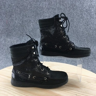 Sperry Top-Sider Boots Womens 7 M Hiker Fish Snow Black Leather Lace Up 9173683 - Image 1 of 4