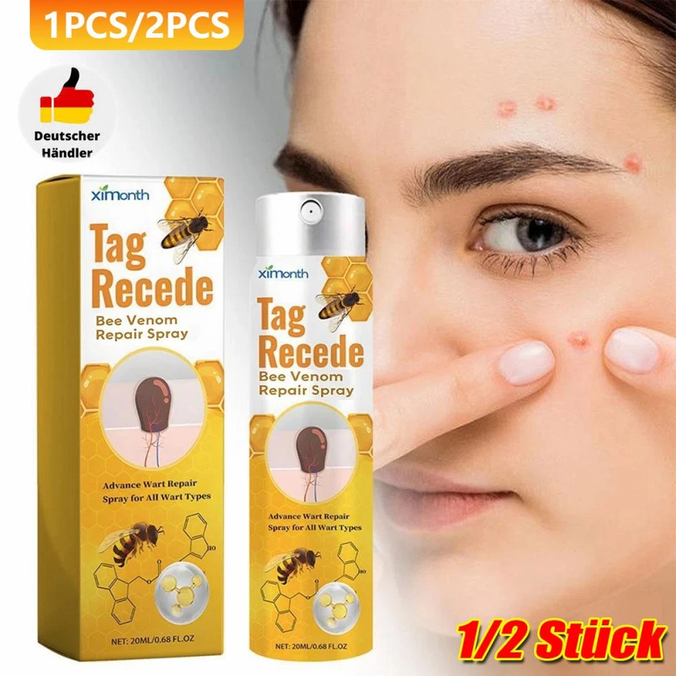 MARKENLOS 1/2x Tag Recede Bienengift Spray, natürlicher Extrakt, für alle Hauttypen 20ml