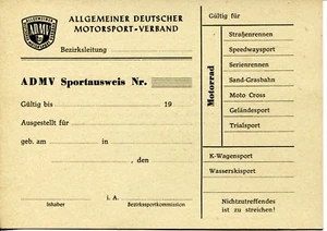 antica cartolina, tessera sportiva ADMV per moto, non compilata, 1966 - Foto 1 di 1