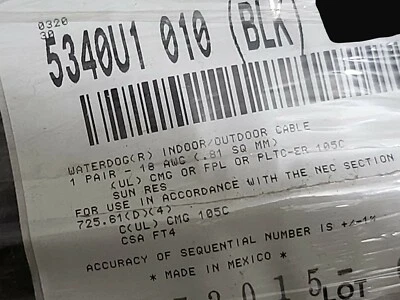 Belden 5340U1 18/1P Waterdog Indoor/Outdoor Audio/Security Cable PLTC-ER /50ft - Image 1 of 4