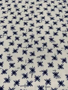 Vintage Fabric Traditions 1992 Blue X Print Cotton Quilting Fabric 17x44 Inches - Picture 1 of 5