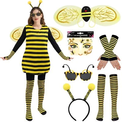 Bienenkostüm Erwachsene Hummel Kostüm Tier Cosplay mit Flügeln Antenne Stirnb... - Bild 1 von 4