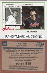 Larry Doby Tyler Naquin INDIANS TOPPS 2016 THROWBACK THEN AND NOW TBT 124 SP 413 - Picture 1 of 3