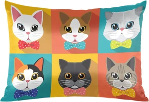 Cute Animal Cats Satin Pillowcase for Silk Pillows for Hair and Skin Standard Si - Picture 1 of 7