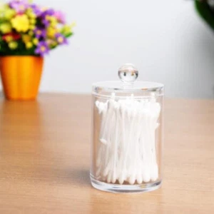Makeup Organizer Jar Bathroom Jar Cotton Balls Holder Cotton Round Holder - Picture 1 of 11
