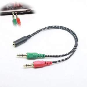 3.5mm Y Splitter 2 Jack Male to 1 Female Headphone Mic Audio Adapter Cable - Picture 1 of 9