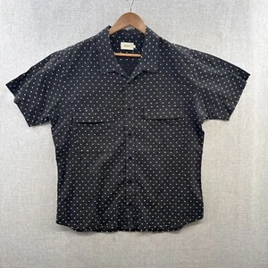 Monadic Shirt Mens Large Black Textured Knit Short Sleeve Button Up Resort Adult - Picture 1 of 15